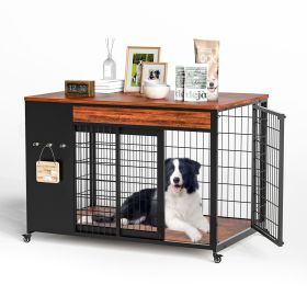 38" Dog Crate Furniture - Dog Crate with DIY Frame, Sliding Door Indoor Kennel, Wooden Dog Cage End Table