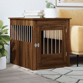 Dog Crate Furniture Brown Oak Engineered Wood, Steel Locks