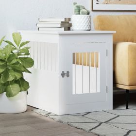 Dog Crate Furniture White Engineered wood, steel Medium Dog Crate